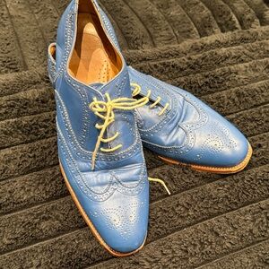 Jan Palmen Blue genuine, custom-made Leather Men's Oxfords